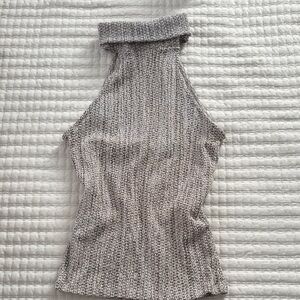 Zara Marled Ribbed High-Neck Tank Top - Light Gray